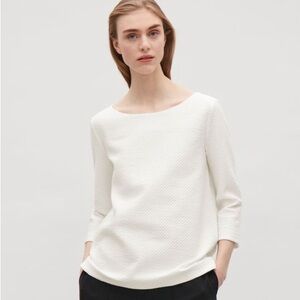 COS White Textured Waffle Women's Blouse Top NWT